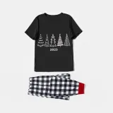 2023 Christmas Matching Family Pajamas Exclusive Christmas Tree Black Short Pants Pajamas Set