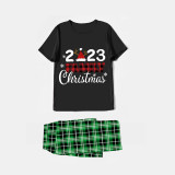 Christmas Matching Family Pajamas 2023 Family Christmas Hat Black Short Pajamas Set