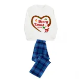 2023 Christmas Matching Family Pajamas Santa Heart Merry Xmas Blue Pants Pajamas Set