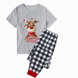 2023 Christmas Matching Family Pajamas Christmas Exclusive Design Deer Head Snowflake Merry Gray Short Christmas Pajamas Set