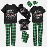 2023 Proud Member OF Naughty List White Christmas Black Short Set Matching Family Pajamas Set