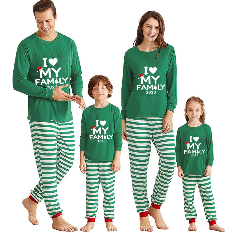 2023 Christmas Matching Family Pajamas Exclusive Design I Love My Family Pajamas Set