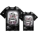 Mommy and Me Matching Clothing Top Mom And Kid Sunglass Head Tie Dyed Family T-shirts