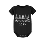2023 Christmas Matching Family Pajamas Exclusive Merry Christmas Beatiful Tree Black Pajamas Set