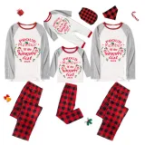 2023 Proud Member OF Naughty List White Christmas Red Plaids Pants Set Matching Family Pajamas Set