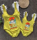 Mommy and Me Bathing Suits Mommy Baby Shark Boo Boo Boo Feather Shoulder Backless Swimsuits