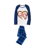 2023 Christmas Matching Family Pajamas Santa Heart Merry Xmas Blue Pants Pajamas Set