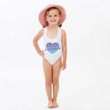 Mommy and Me Bathing Suits Mermaid Love Mama And Mini Flower Shoulder Backless Swimsuits