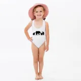 Mommy and Me Bathing Suits Elephants Mama And Mini Flower Shoulder Backless Swimsuits