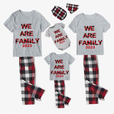 2023 We Are Family Christmas Matching Family Pajamas Gray Short Pajamas Plainds Pants Set With Dog Pajamas