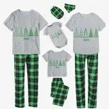 2023 Christmas Matching Family Pajamas Exclusive Christmas Tree Short Green Pants Pajamas Set