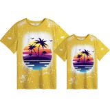 Mommy and Me Matching Clothing Top Flamingo Coconut Tree Mama And Mini Tie Dyed Family T-shirts