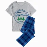 2023 Christmas Matching Family Pajamas Exclusive We Are Family Wreath Xmas Tree Blue Short Pajamas Set