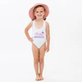 Mommy and Me Bathing Suits Mermaid Mama And Mini Flower Shoulder Backless Swimsuits