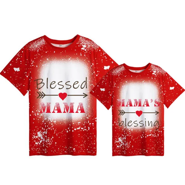Mommy and Me Matching Clothing Top Blessed Mama Mama's Blessing Tie Dyed Family T-shirts