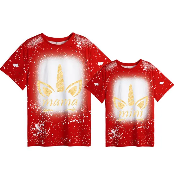 Mommy and Me Matching Clothing Top Golden Unicorn Mama And Mini Tie Dyed Family T-shirts