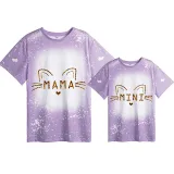Mommy and Me Matching Clothing Top Cat Leopard Tie Dyed Family T-shirts