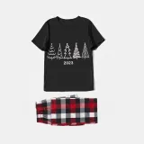 2023 Christmas Matching Family Pajamas Exclusive Christmas Tree Black Short Pants Pajamas Set