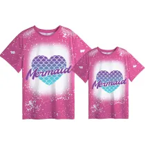 Mommy and Me Matching Clothing Top Mermaid Heart Mama And Mini Tie Dyed Family T-shirts