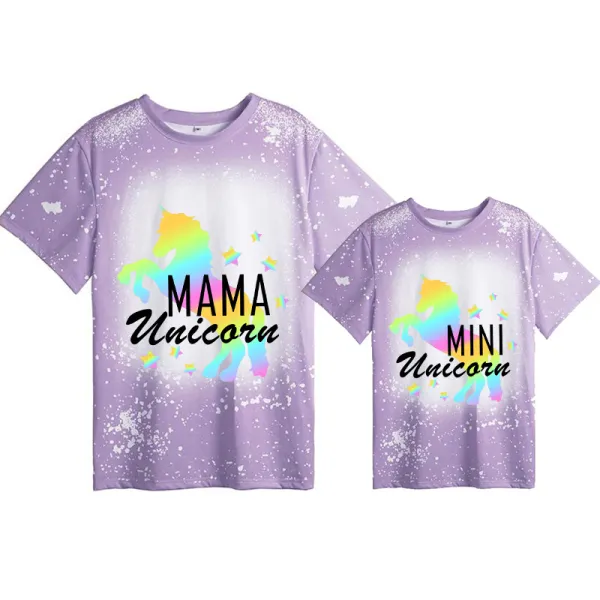 Mommy and Me Matching Clothing Top Unicorn Slogan Tie Dyed Family T-shirts