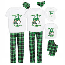 2023 Christmas Matching Family Pajamas Our First Christmas Gnomes Green Pants Pajamas Set