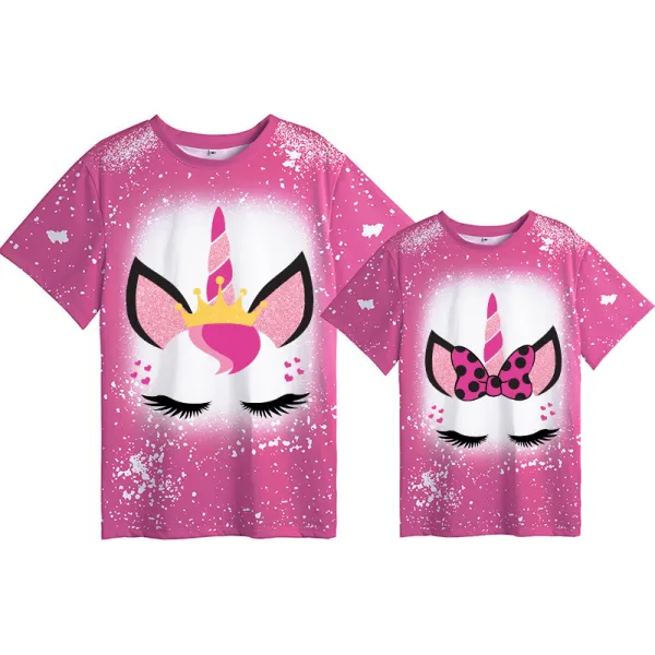 Mommy and Me Matching Clothing Top Unicorn Head Mama Mini Tie Dyed Family T-shirts