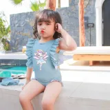 Girls Bathing Suits Angel Girl One Piece Ruffled Cuff Swimsuits