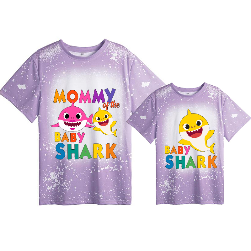 Mommy and Me Matching Clothing Top Mommy Baby Shark Tie Dyed Family T-shirts