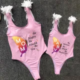 Mommy and Me Bathing Suits Butterfly Be Honest Be Brave Be Beautiful Feather Shoulder Backless Swimsuits