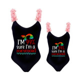 Mommy and Me Bathing Suits I'm 99% Sure I'm A Meimaid Mama And Mini Flower Shoulder Backless Swimsuits