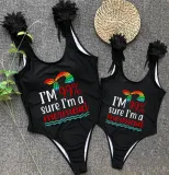 Mommy and Me Bathing Suits I'm 99% Sure I'm A Meimaid Mama And Mini Feather Shoulder Backless Swimsuits