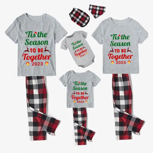 2023 Christmas Matching Family Pajamas Exclusive Design Merry Christmas Season Together Gray Short Pajamas Set
