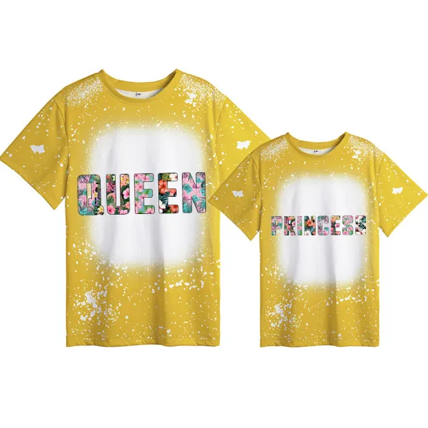 Mommy and Me Matching Clothing Top Queen And Princess Print Tie Dyed Family T-shirts
