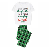 2023 Christmas Matching Family Pajamas Dear Santa They're The Naughty Ones Green Short Pajamas Set