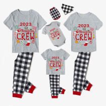 2023 Christmas Matching Family Pajamas Exclusive Design Christmas Crew Wreath Gray Short Pajamas Set