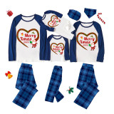 2023 Christmas Matching Family Pajamas Santa Heart Merry Xmas Blue Pants Pajamas Set