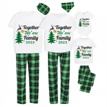 2023 Christmas Matching Family Pajamas Exclusive Family Together Flying Reindeer Green Short Pajamas Set