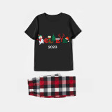 2023 Believe Christmas Matching Family Pajamas Exclusive Design Snowman Love Christmas Black Short Pajamas Set