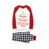2023 Christmas Matching Family Pajamas We Are Happy Thanksful Family White Black Plaids Pajamas Set