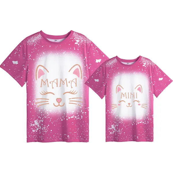 Mommy and Me Matching Clothing Top Cat Smile Tie Dyed Family T-shirts