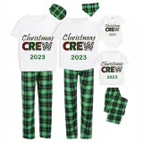 2023 Christmas Matching Family Pajamas Exclusive Design Printed Christmas Crew Green Short Pajamas Set