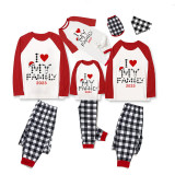 2023 Christmas Matching Family Pajamas Exclusive Design I Love My Family White Black Pants Pajamas Set