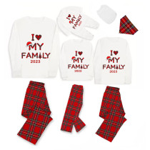 2023 Christmas Matching Family Pajamas Exclusive Design I Love My Family White Pajamas Set