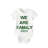 2023 We Are Family Christmas Matching Family Pajamas White Short Pajamas Green Pants Set With Dog Pajamas