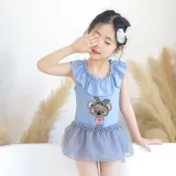 Girls Bathing Suits Koala Girl One Piece Lace Collar Swimsuits