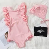 Girls Bathing Suits Mini Cat One Piece Ruffled Cuff Swimsuits
