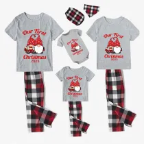 2023 Christmas Matching Family Pajamas Our First Christmas Gnomes Gray Short Pajamas Set