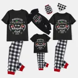2023 Proud Member OF Naughty List White Christmas Black Short Set Matching Family Pajamas Set