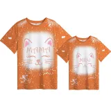 Mommy and Me Matching Clothing Top Cat Smile Tie Dyed Family T-shirts