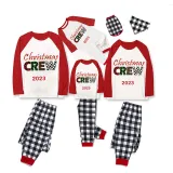 2023 Christmas Matching Family Pajamas Exclusive Design Printed Christmas Crew Black White Plaids Pajamas Set